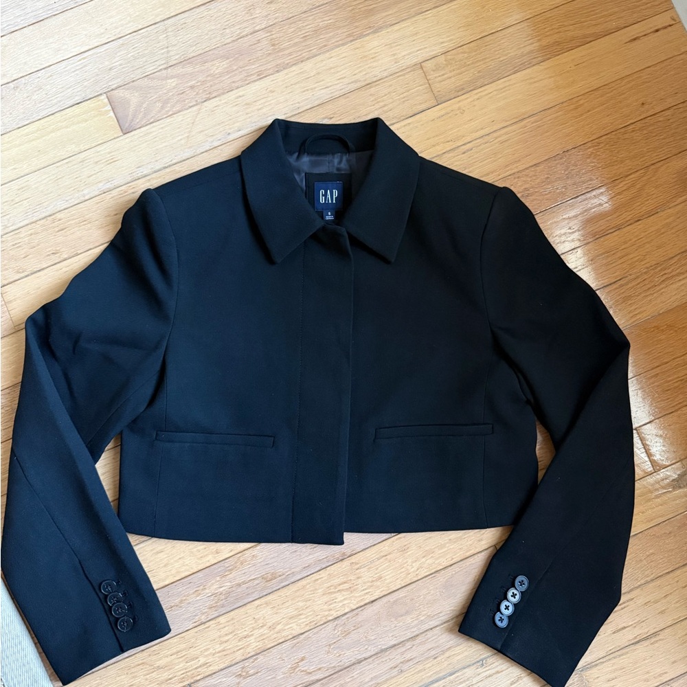GAP Black Cropped Collared Jacket - Picture 4 of 9